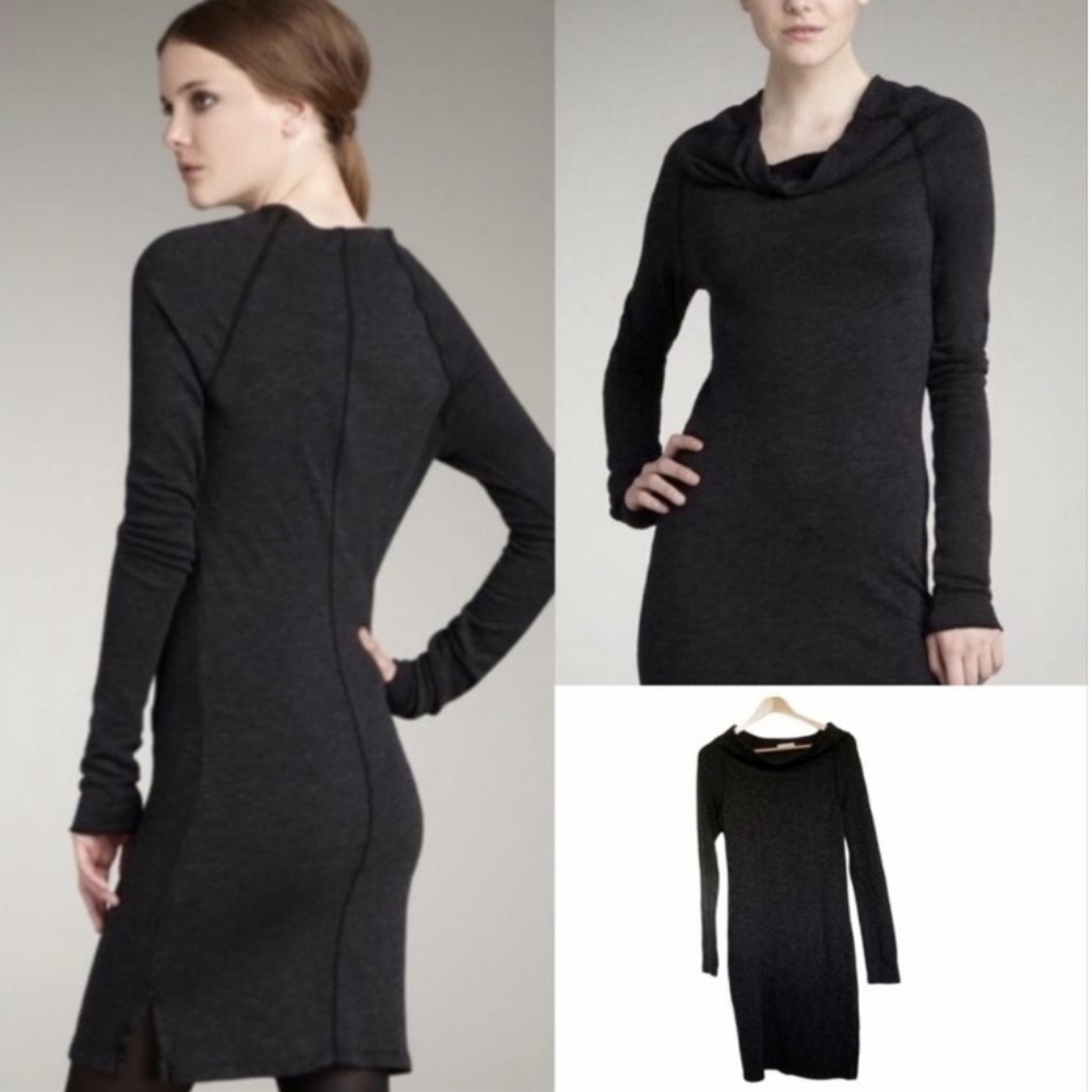 JAMES PERSE Cowl Neck Sweater Dress, Dark Gray
